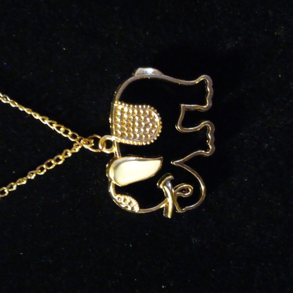 Gold Tone elephant on a 15 in chain. Statement jewelry